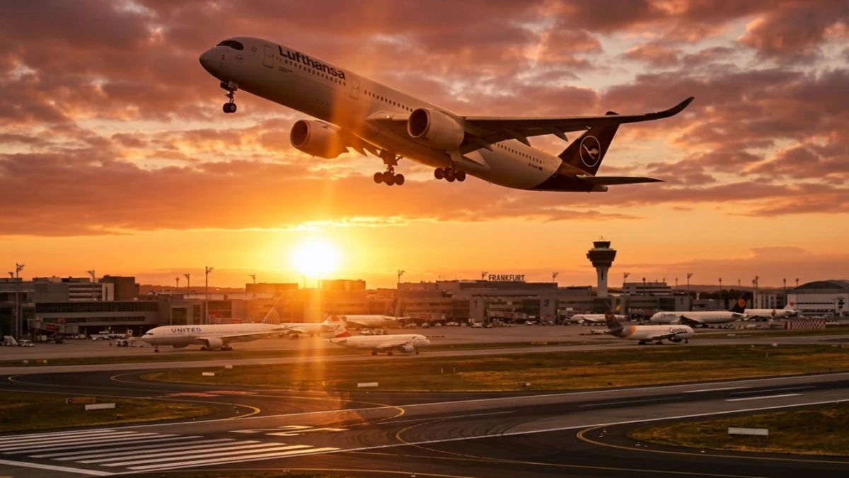 Lufthansa-Flugzeug auf dem Vorfeld eines Flughafens