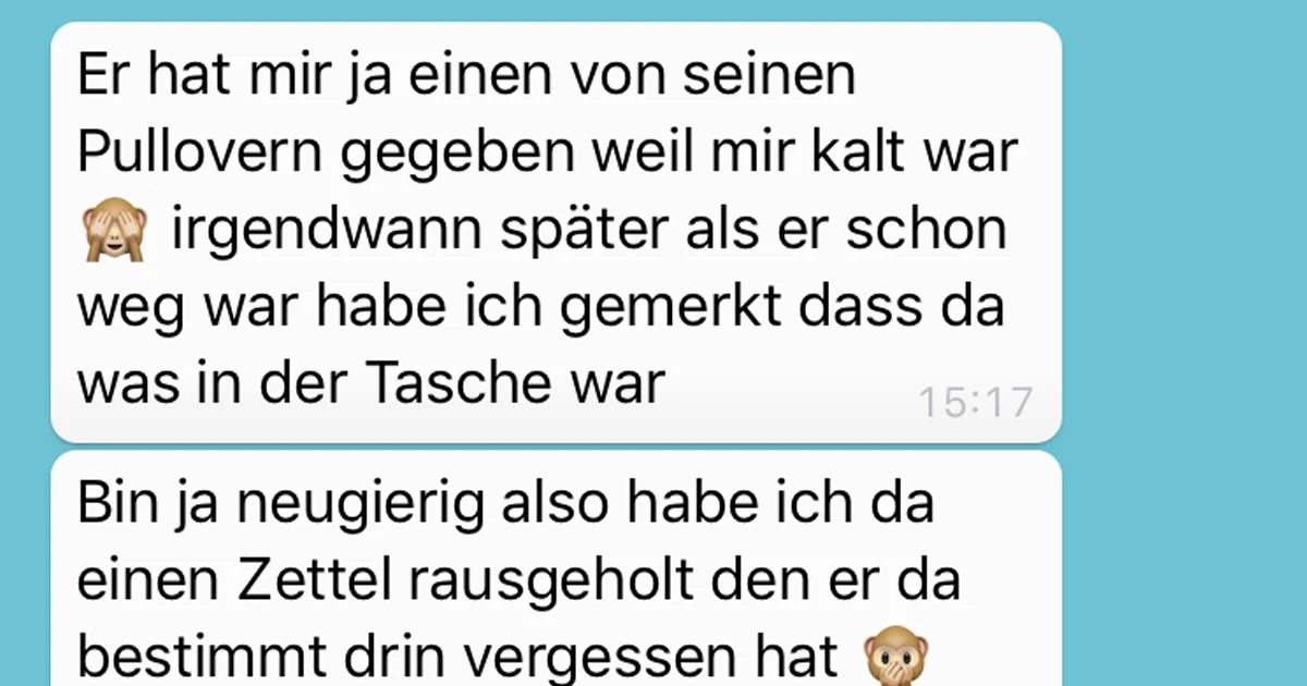 In der Tasche war noch dieser Zettel