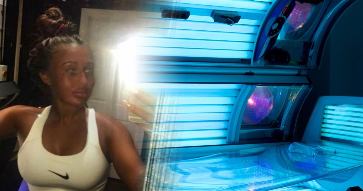 Young mother is addicted to the solarium