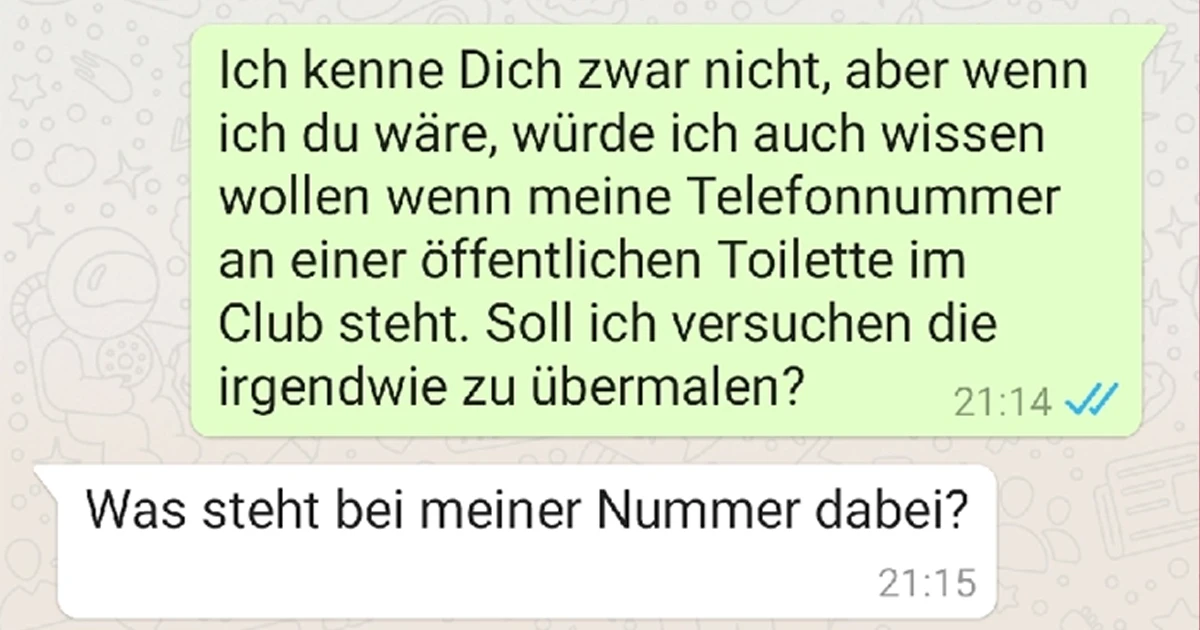 Die Nummer steht einfach an einer Toilettenwand