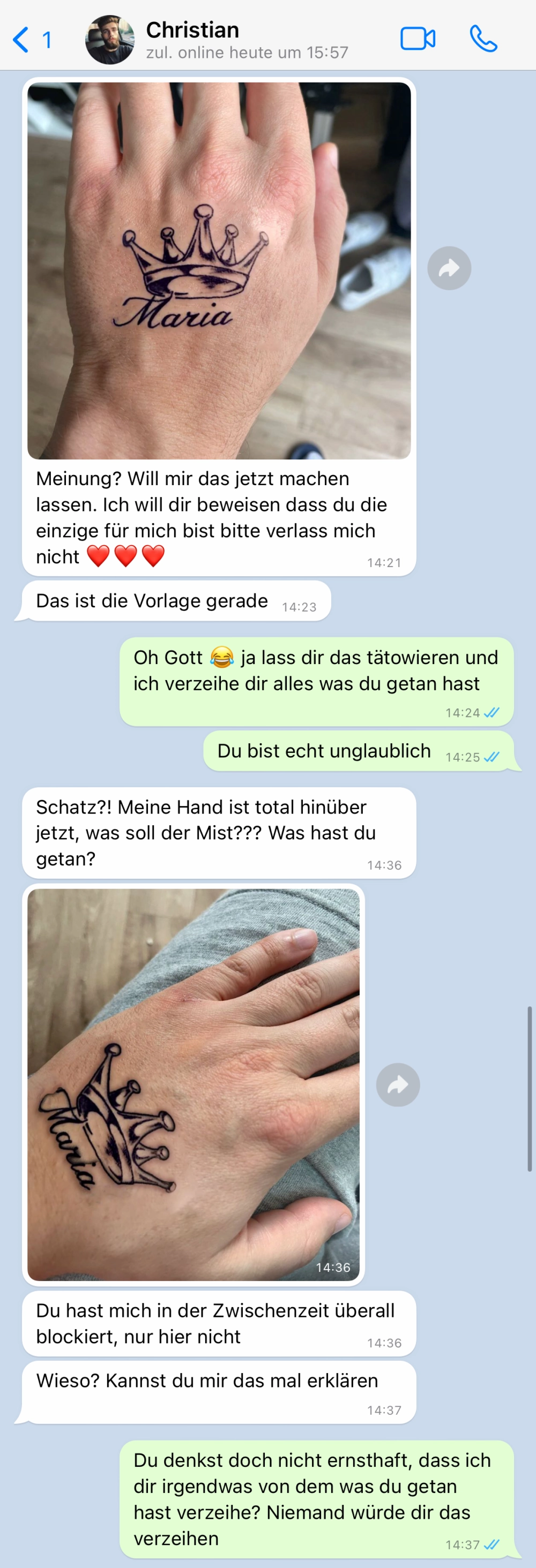 Das Tattoo sollte alles wieder gut machen