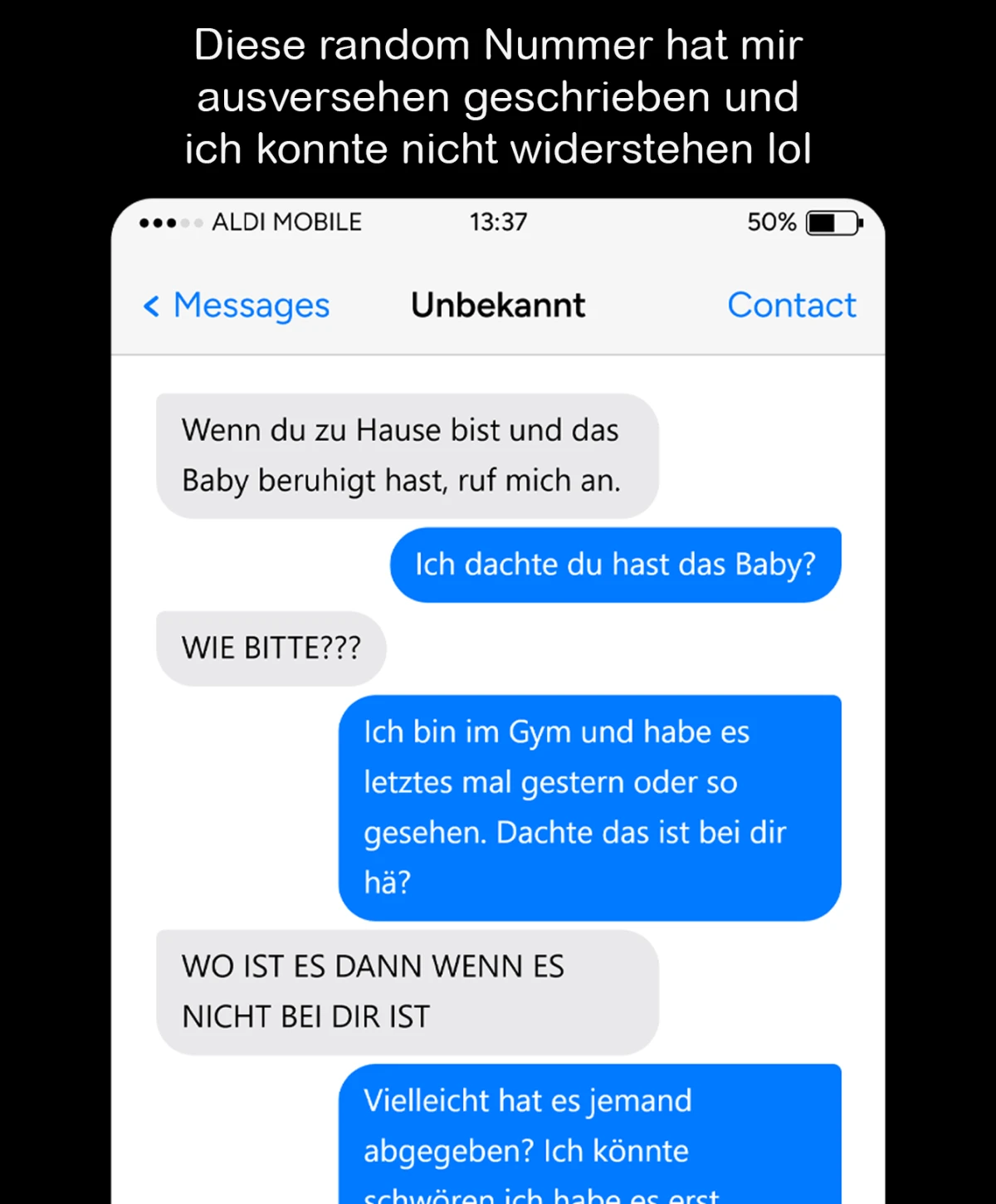 Wenn dir eine unbekannte Nummer schreibt